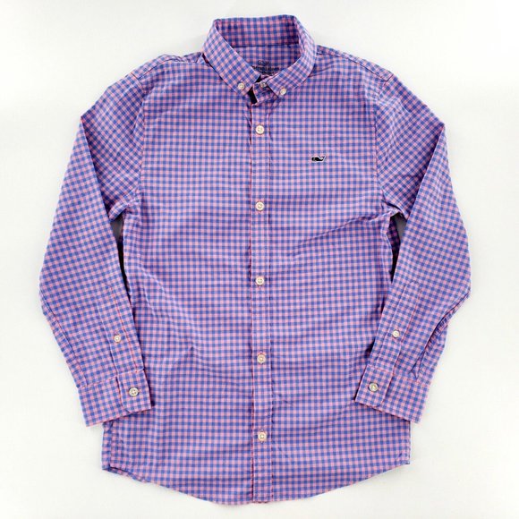 Vineyard Vines Performance Button Down Long Sleeve Shirts Lot Of 5 Boys S Plaid - Picture 2 of 8